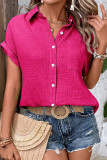 Plain Texure Button Up Blouse