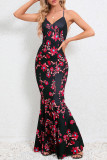 Floral V Neck Fish Tail Cami Maxi Dress