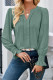 Plain Eyelet V Neck Pin-Tucked Puff Blouse