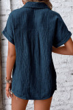 Plain Texure Button Up Blouse