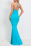 Floral V Neck Fish Tail Cami Maxi Dress
