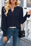 Plain Eyelet V Neck Pin-Tucked Puff Blouse