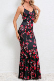 Floral V Neck Fish Tail Cami Maxi Dress