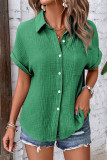 Plain Texure Button Up Blouse