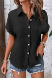 Plain Texure Button Up Blouse