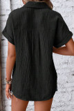 Plain Texure Button Up Blouse