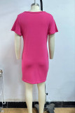 Plain Ripped Hollow Out Twisted T-Shirt Dress