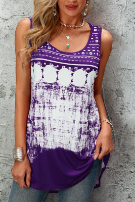 Printed Crew Neck Tank Top