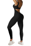 Plain Crew Neck Backless Sleeveless Jumpsuit