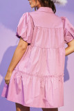 Crown Sequin Patchwork Button Up Babydoll Dress