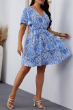 BLue Plus Size Bohemia Dress