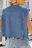Washed Distressed Denim Vest