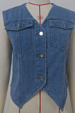 Washed Distressed Denim Vest