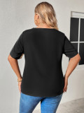 Black Leopard Sleeves Plus Size Top