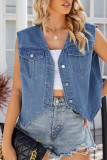 Washed Distressed Denim Vest