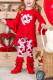 Heart Print Flare Sleeves Top And Pants Girl 2pcs Set