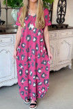 Leopard Short Sleeves Maxi Dress
