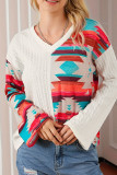 Aztec Splicing V Neck Knitting Top