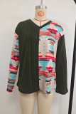 Aztec Splicing V Neck Knitting Top