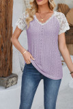 Lace Crochet Eyelet V Neck Top