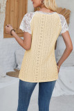 Lace Crochet Eyelet V Neck Top