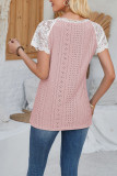 Lace Crochet Eyelet V Neck Top