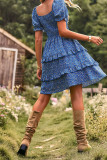 Ruffle Floral Splicing Dress