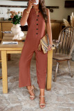 Sleeveless Button Pockets One Piece Jumpsuit