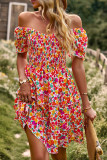 Ruffle Floral Splicing Dress
