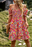 Ruffle Floral Splicing Dress