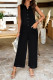Sleeveless Button Pockets One Piece Jumpsuit