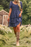 Ruffle Floral Splicing Dress