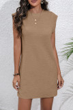 Sleeveless Plain Texture Dress