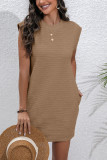 Sleeveless Plain Texture Dress