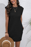 Sleeveless Plain Texture Dress