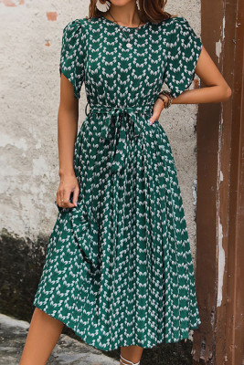 Tie Waist Floral Printing Dress