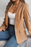 Plain Lapel Collar One Button Jacket