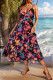 Black Spaghetti Splicing Floral Dress
