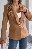 Plain Lapel Collar One Button Jacket