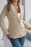 Plain Lapel Collar Metal Button Jacket