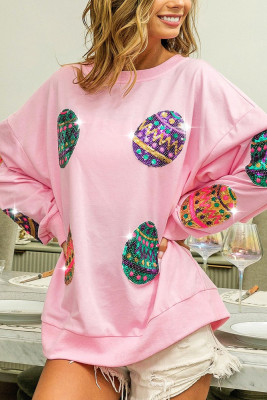 Easter Egg Sequin Patchwork Sweatshirt