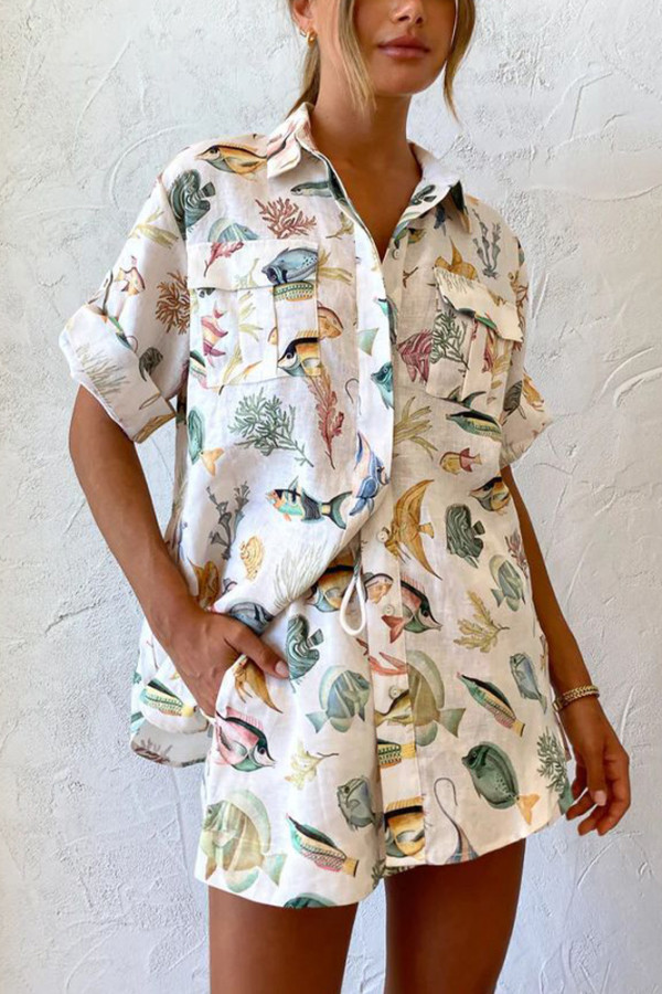 Apricot Printing 2pcs Short Set