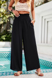 Plain Smocked Waist Wide Leg Pants