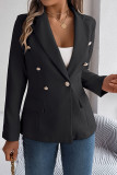 Plain Lapel Collar Metal Button Jacket