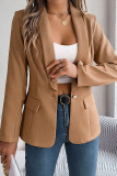 Plain Lapel Collar One Button Jacket