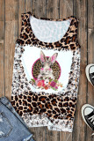 Leopard Easter Rabbit Leopard Bleached Graphic Tank Top