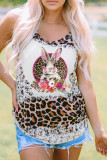 Leopard Easter Rabbit Leopard Bleached Graphic Tank Top