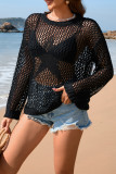Plain Star Hollow Out Knit Kimono Top
