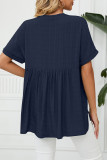 Plain Fold Sleeves V Neck Top
