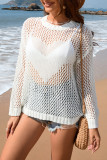 Plain Heart Hollow Out Knit Kimono Top